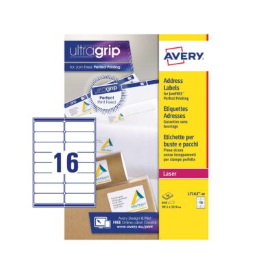 Avery Laser Address Label 99.1×33.9mm 16 Per A4 Sheet White (Pack 640 Labels) L7162-40