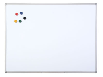 Bi-Office Maya Non Magnetic Melamine Whiteboard Grey Plastic Frame 600x450mm - MB0412186