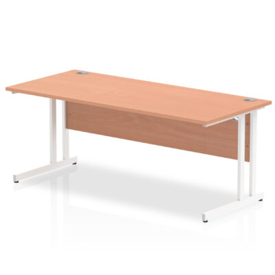 Impulse 1800 x 800mm Straight Desk Beech Top White Cantilever Leg MI001677
