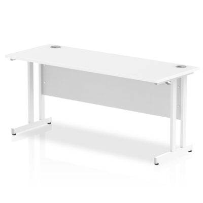 Impulse 1600 x 600mm Straight Desk White Top White Cantilever Leg MI002203