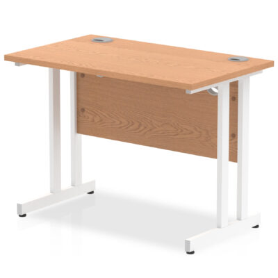 Impulse 1000 x 600mm Straight Desk Oak Top White Cantilever Leg MI002652