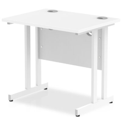 Impulse 800 x 600mm Straight Desk White Top White Cantilever Leg MI002895