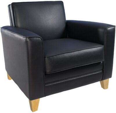 Newport Leather Faced Reception Armchair Black – N3561