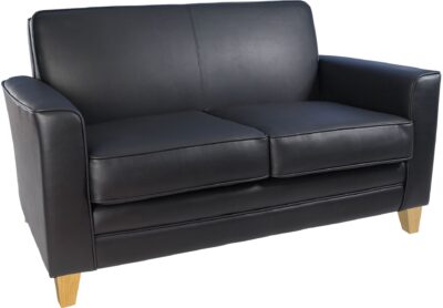 Newport 2 Seater Leather Faced Reception Sofa Black – N3562
