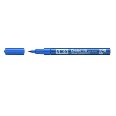 Pentel N50S Permanent Marker Fine Bullet Tip 0.5-1mm Line Blue (Pack 12) - N50S-C