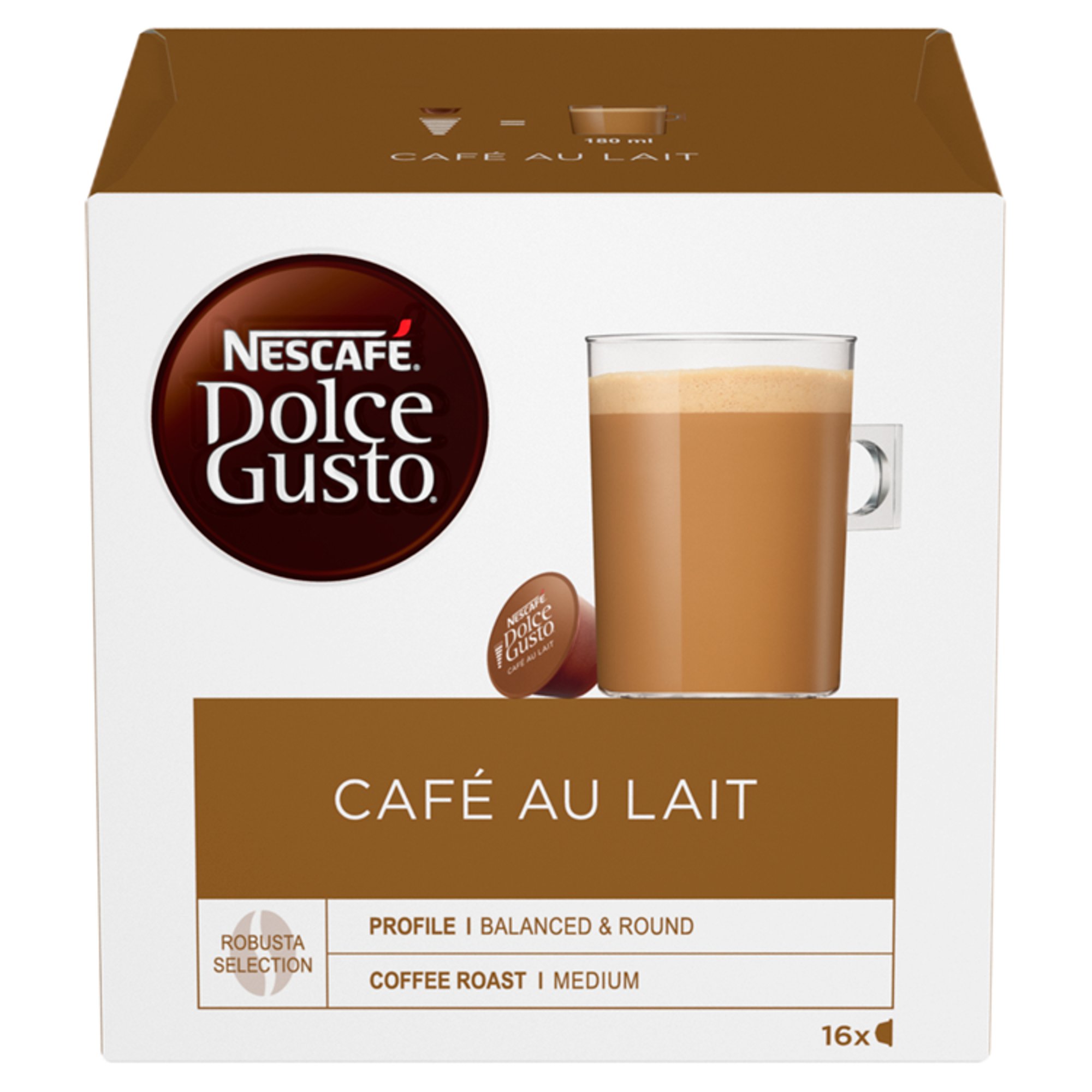Nescafe Dolce Gusto Cafe Au Lait Coffee 16 Capsules (Pack 3)