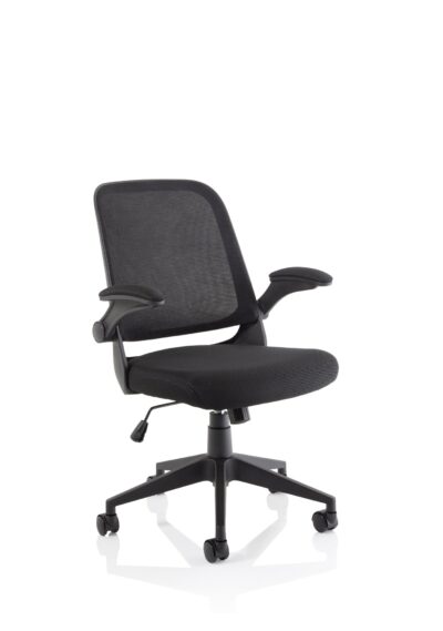 Crew Task Operator Mesh Office Chair With Folding Arms Black - OP000318 -