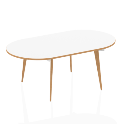 Oslo 2400mm Oval Boardroom Table White Top Natural Wood Edge White Frame OSL0127