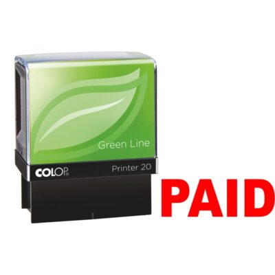 Colop Green Line P20 Self Inking Word Stamp PAID 35x12mm Red Ink – 148232