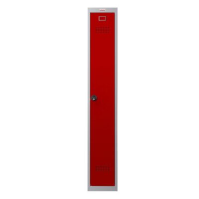 Phoenix PL Series 1 Column 1 Door Personal Locker Grey Body Red Door with Combination Lock PL1130GRC