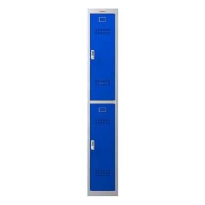 Phoenix PL Series 1 Column 2 Door Personal Locker Grey Body Blue Doors with Electronic Locks PL1230GBE