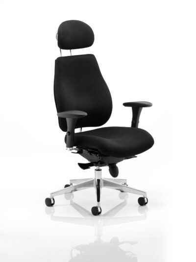 Chiro Plus Chair Black with Arms and Headrest PO000002