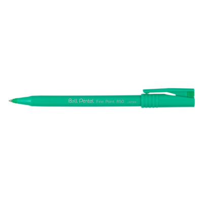 Pentel R50 Rollerball Pen 0.8mm Tip 0.4mm Line Green (Pack 12) - R50-D