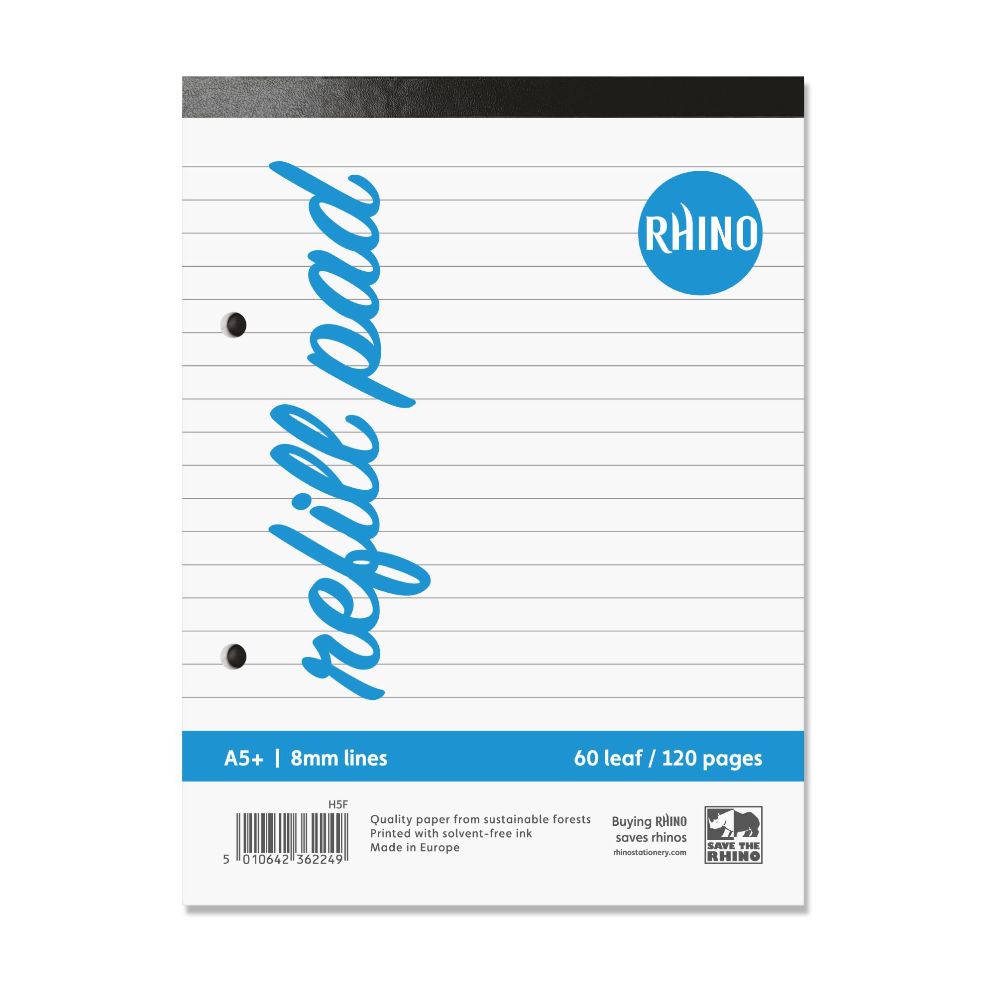 Rhino Refill Pad A5 120 Page Headbound Feint Ruled 8mm (Pack 6) - H5F-0