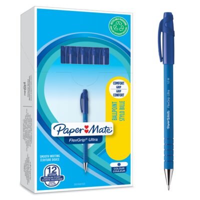 Paper Mate Flexgrip Ultra Ballpoint Pen 1.0mm Tip 0.4mm Line Blue (Pack 12) - S0190153