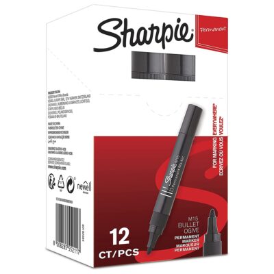 Sharpie M15 Permanent Marker Bullet Tip 2mm Line Black (Pack 12) - S0192584