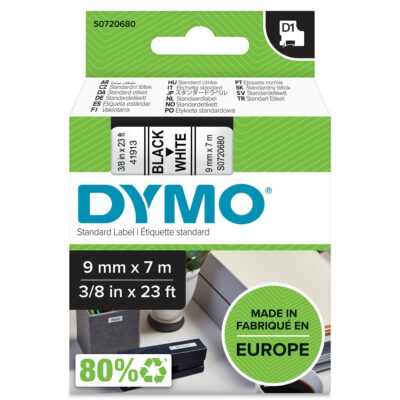 Dymo D1 Label Tape 9mmx7m Black on White - S0720680