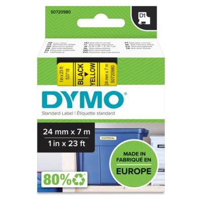 Dymo D1 Label Tape 24mmx7m Black on Yellow - S0720980