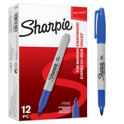 Sharpie Permanent Marker Fine Tip 0.9mm Line Blue (Pack 12) – S0810950