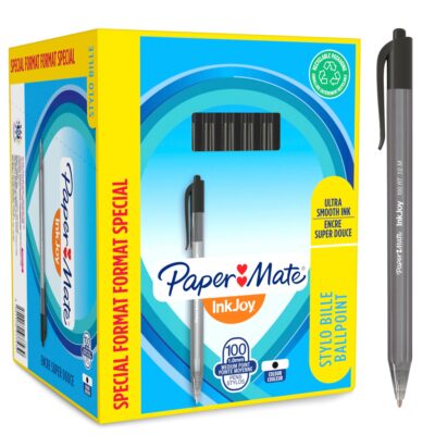 Paper Mate InkJoy 100 Retractable Ballpoint Pen 1.0mm Tip 0.7mm Line Blue (Pack 80 + 20 Free) - S0977430