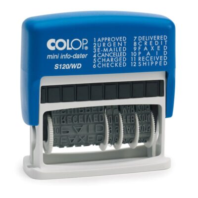 Colop S120/WD Self Inking Dial A Phrase Word and Date Stamp Blue/Red Ink – 105016