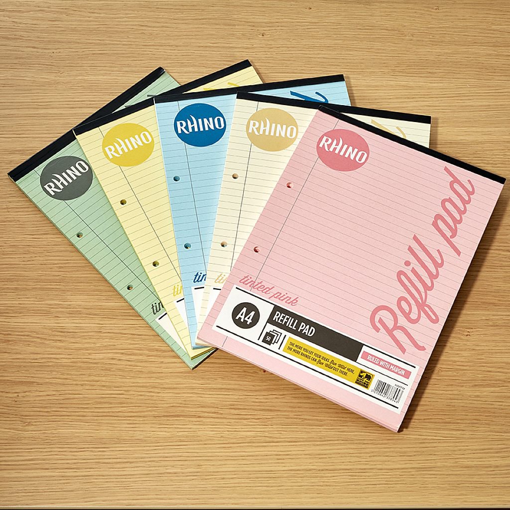 Rhino A4 Special Refill Pad 50 Leaf Feint Ruled 8mm With Margin Pink Tinted Paper (Pack 6) - HAPFM-8 - Image 5