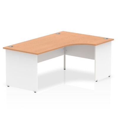 Dynamic Impulse 1800mm Right Crescent Desk Oak Top White Panel End Leg TT000047