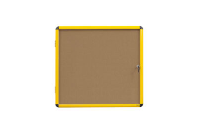 Bi-Office Ultrabrite Cork Noticeboard Display Case Lockable Yellow Aluminium Frame 9 x A4 – VT6301611511