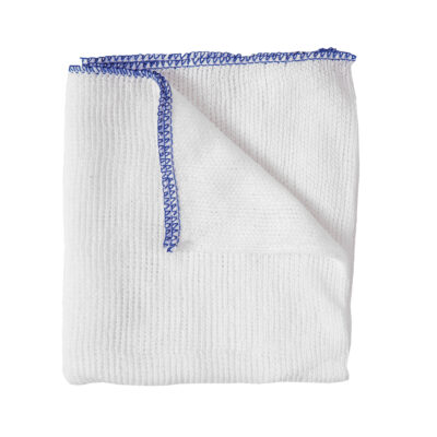 30cm x 28cm Blue Edged Bleached Knitted Dishcloth - Pack of 10