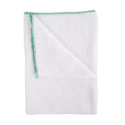 30cm x 28cm Green Edged Bleached Knitted Dishcloth - Pack of 10