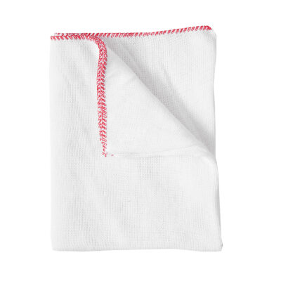 30cm x 28cm Red Edged Bleached Knitted Dishcloth - Pack of 10
