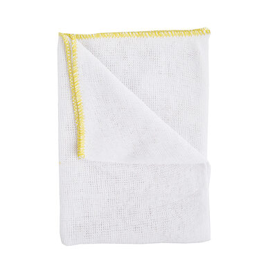 Lightweight 30cm x 28cm Yellow Edged Bleached Knitted Dishcloth - Pack of 10