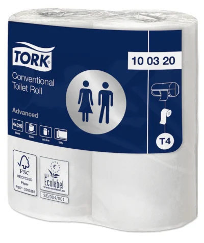 Tork 100320 Conventional White 2-Ply Toilet Roll – Case of 36 x 320 Sheets