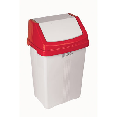 50 Litre Swing Bin - Red & White Lid