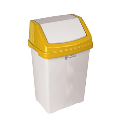 50 Litre Swing Bin - Yellow & White Lid