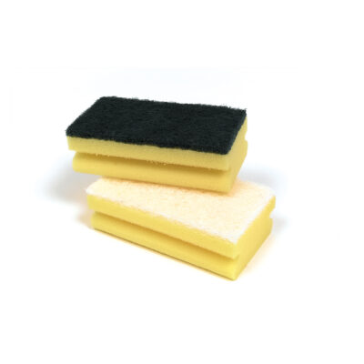 Finger Gripped Sponge With Green Scourer - Pack of 10