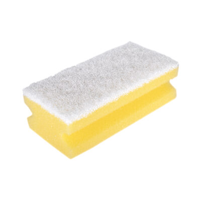 Finger Gripped Sponge With Non-Scratch White Scourer - Pack of 10