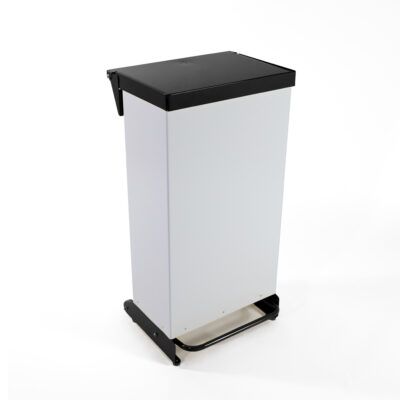 65 Litre Fire Retardant Fully Enclosed Pedal Bin - White & Black
