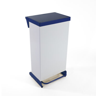 65 Litre Fire Retardant Fully Enclosed Pedal Bin - White & Blue