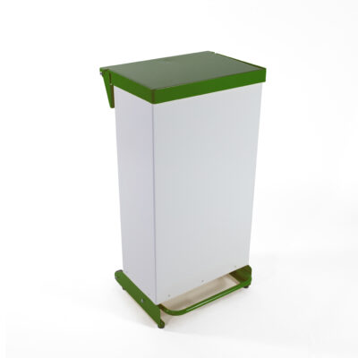 65 Litre Fire Retardant Fully Enclosed Pedal Bin - White & Green