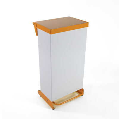 65 Litre Fire Retardant Fully Enclosed Pedal Bin - White & Orange