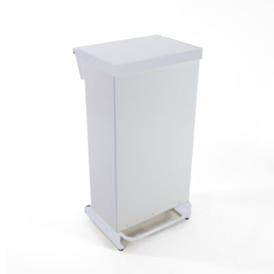 65 Litre Fire Retardant Fully Enclosed Pedal Bin - White & White