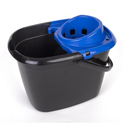 14 Litre High Quality Recycled Mop Bucket & Wringer - Black & Blue
