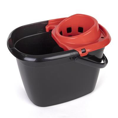 14 Litre High Quality Recycled Mop Bucket - Black & Red