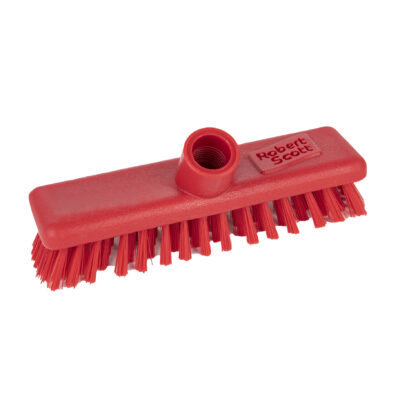 Washable 23cm Stiff Deck Scrubber & 125cm Aluminium Handle - Red