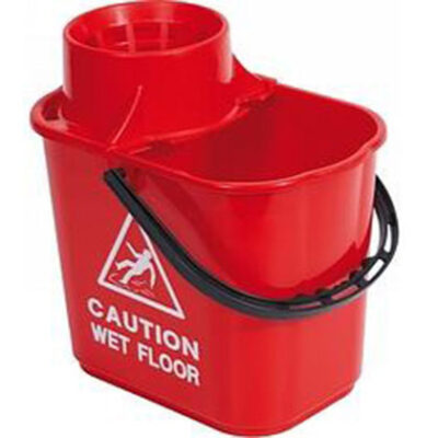 15 Litre Professional Recycled Mop Bucket & Wringer - Red