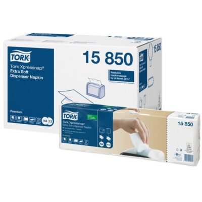 Tork 15850 Xpressnap White 2-Ply Extra Soft Dispenser Napkins - Case of 8000