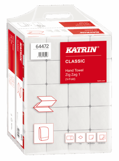 KATRIN 64472 V-Fold 1-Ply White Hand Towels - Case of 6000
