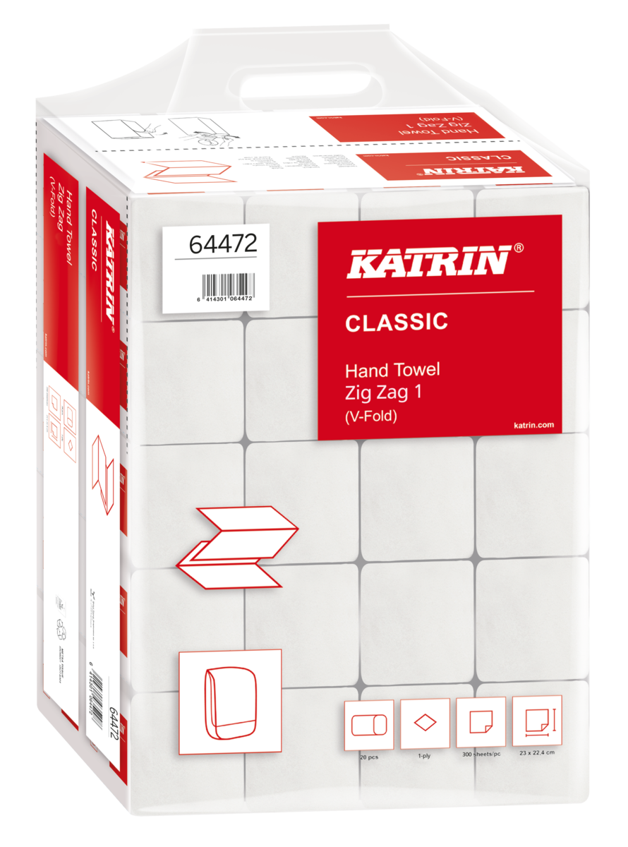 KATRIN 64472 V-Fold 1-Ply White Hand Towels - Case of 6000