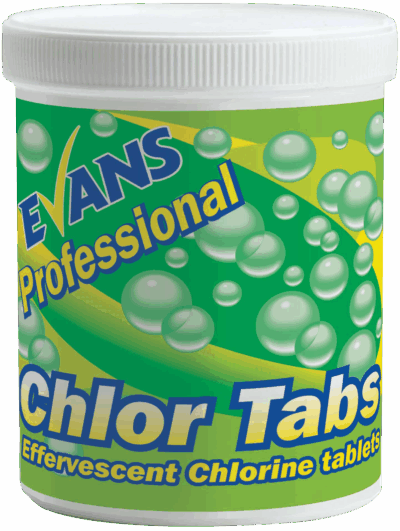Evans Chlor Tabs Effervescent Chlorine Tablets - Tub of 200